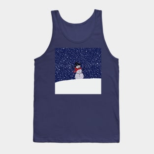 Snowman on a Snowy Hill Tank Top